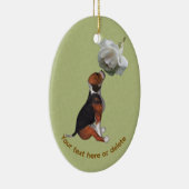 Gepersonaliseerde Beagle Witte Roos Hond Keramisch Ornament (Rechts)