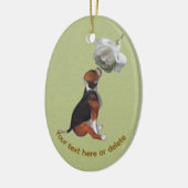 Gepersonaliseerde Beagle Witte Roos Hond Keramisch Ornament (Links)