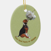 Gepersonaliseerde Beagle Witte Roos Hond Keramisch Ornament (Achterkant)