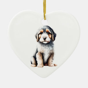 Gepersonaliseerde Bearded Collie Puppy Keramisch Ornament