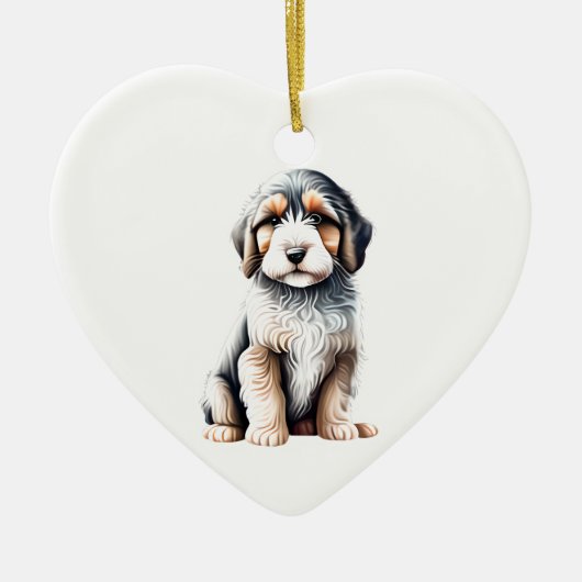 Gepersonaliseerde Bearded Collie Puppy Keramisch Ornament (Voorkant)