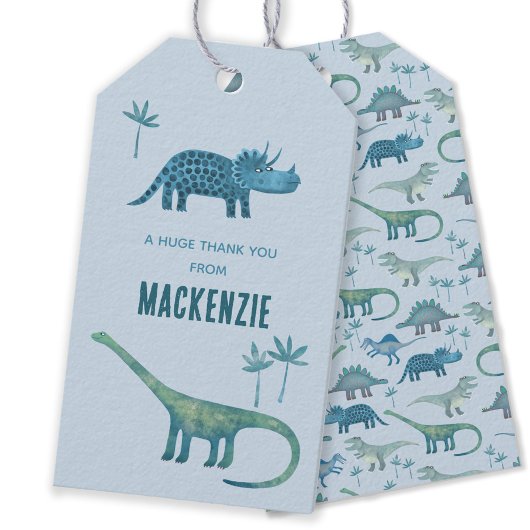 Gepersonaliseerde bedankjes voor dinosaurusliefheb cadeaulabel