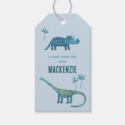 Gepersonaliseerde bedankjes voor dinosaurusliefheb cadeaulabel (Voorkant)
