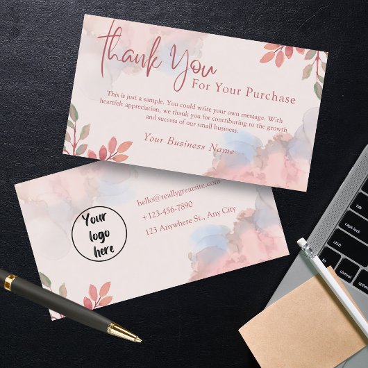 Gepersonaliseerde bedankkaart voor klant visitekaartje