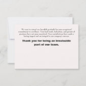 Gepersonaliseerde bedankpas: Erkende uitmuntendhei Bedankkaart (Achterkant)