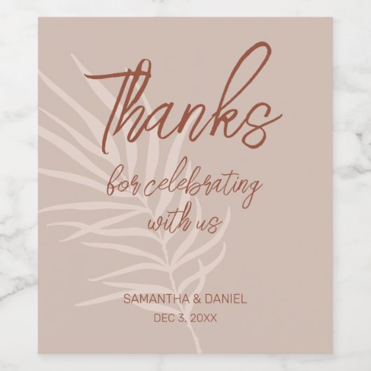 Gepersonaliseerde Bedankt Boho bruiloft Wijn Etiket (Enkel label)