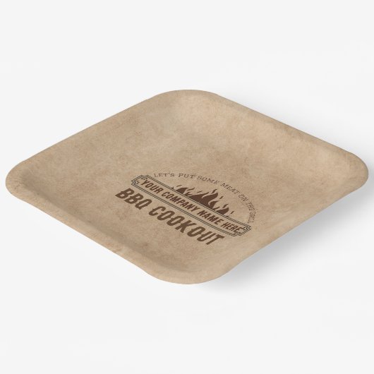 Gepersonaliseerde Bedrijf BBQ Papier Borden Papieren Bordje (Gebogen)
