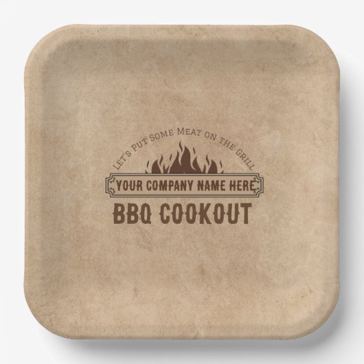 Gepersonaliseerde Bedrijf BBQ Papier Borden Papieren Bordje (Voorkant)