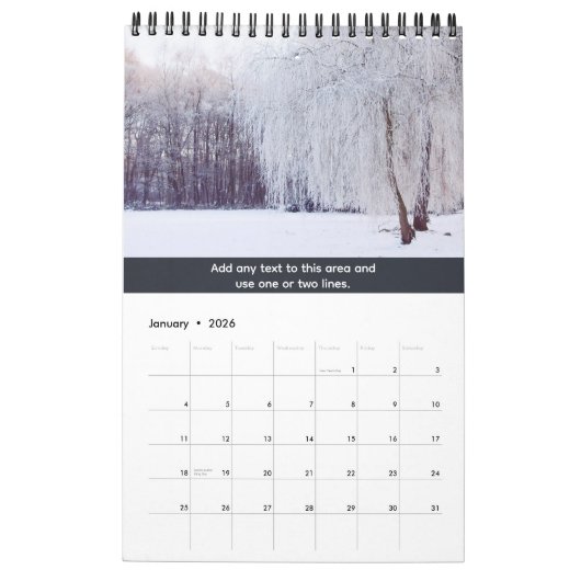 Gepersonaliseerde Bedrijf Logo en foto's Neutral G Kalender (Jan 2026)