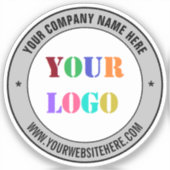 Gepersonaliseerde Bedrijf Logo en Tekst Ronde Stic Sticker (Voorkant)
