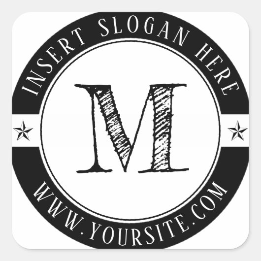 Gepersonaliseerde Bedrijfs Monogram Ronde Vierkant Vierkante Sticker (Voorkant)