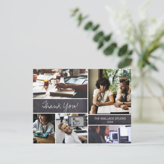 Gepersonaliseerde Bedrijfsfoto collage dank u Briefkaart (Staand voorkant)