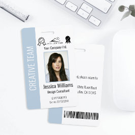 Gepersonaliseerde bedrijfsmedewerker Dusty Blue ID Badge