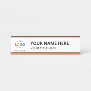 Gepersonaliseerde bedrijfsnaam en logo zakelijk bureau naambordje
