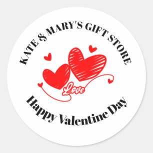 Gepersonaliseerde bedrijfsnaam Gelukkige Valentijn Ronde Sticker