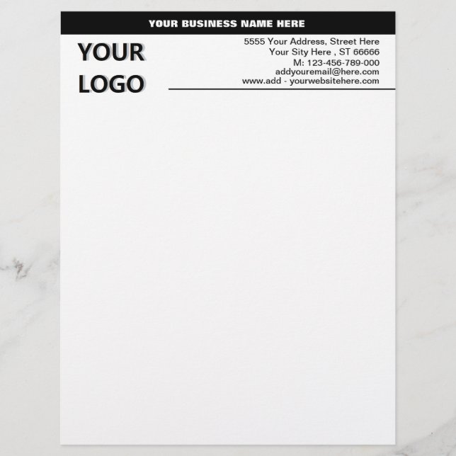Gepersonaliseerde Bedrijfsnaam Info Letterhead Briefhoofd (Voorkant)