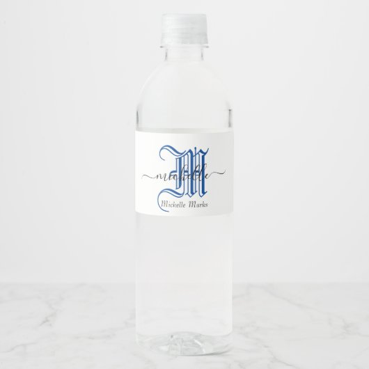 gepersonaliseerde bedrijfsnaam met monograminitiaa waterfles etiket (Voorkant)