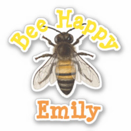 gepersonaliseerde Bee Happy Sticker