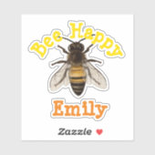 gepersonaliseerde Bee Happy Sticker (Vel)