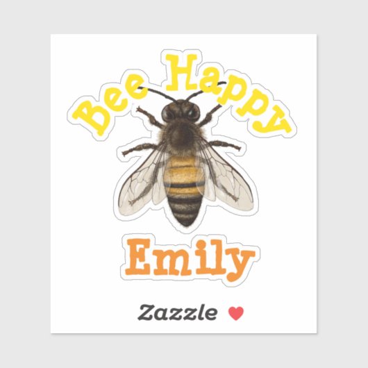 gepersonaliseerde Bee Happy Sticker (Vel)