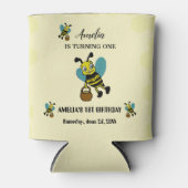 Gepersonaliseerde Bee thema 1e Verjaardagsfeest Blikjeskoeler (Voorkant)