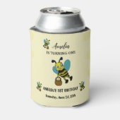 Gepersonaliseerde Bee thema 1e Verjaardagsfeest Blikjeskoeler (Blikje Achterkant)