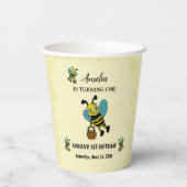 Gepersonaliseerde Bee thema 1e Verjaardagsfeest Papieren Bekers (Achterkant)