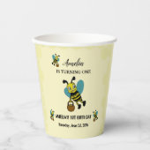 Gepersonaliseerde Bee thema 1e Verjaardagsfeest Papieren Bekers (Voorkant)