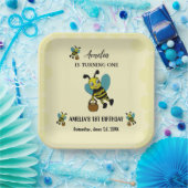 Gepersonaliseerde Bee thema 1e Verjaardagsfeest Papieren Bordje (Feest)