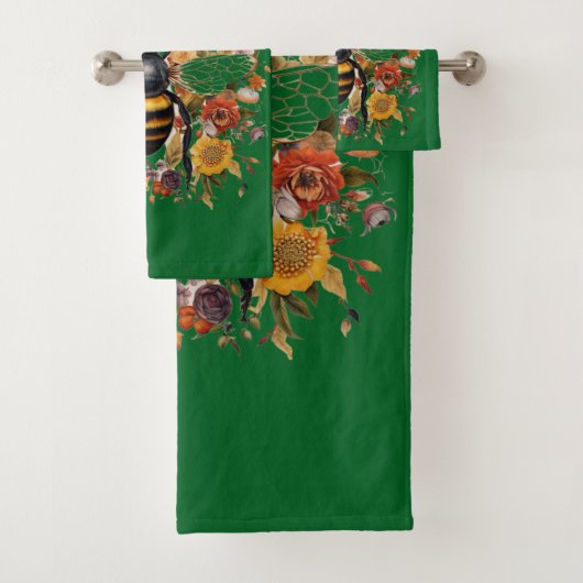 Gepersonaliseerde Bee & Wildflowers - Bad Handdoek (Insitu)