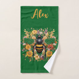Gepersonaliseerde Bee & Wildflowers - Bad Handdoek