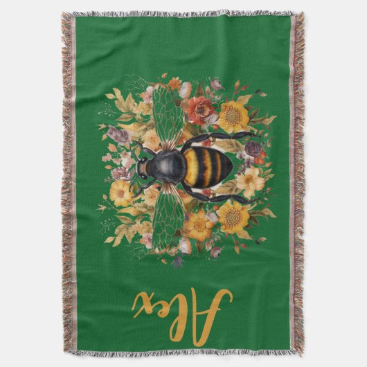 Gepersonaliseerde Bee & Wildflowers - Deken (Voorkant Verticaal)