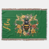 Gepersonaliseerde Bee & Wildflowers - Deken (Voorkant)