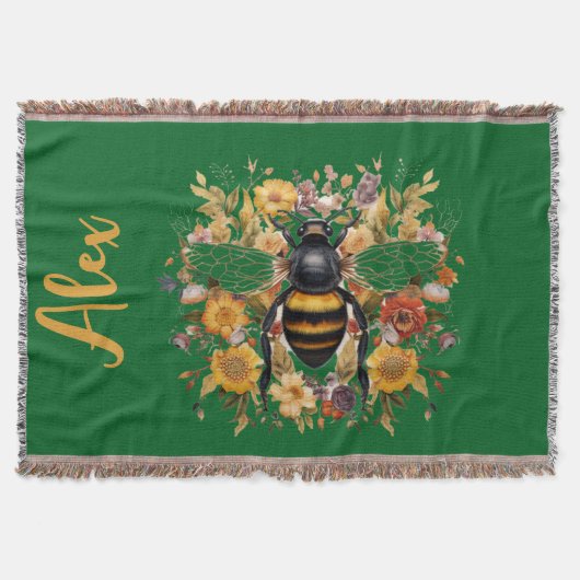 Gepersonaliseerde Bee & Wildflowers - Deken (Voorkant)