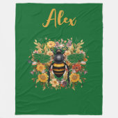 Gepersonaliseerde Bee & Wildflowers - Fleece Deken (Voorkant)