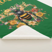 Gepersonaliseerde Bee & Wildflowers - Sherpa Deken (3/4)