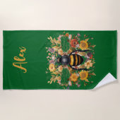 Gepersonaliseerde Bee & Wildflowers - Strandlaken (Voorkant)