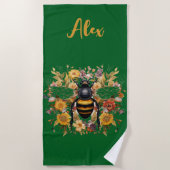 Gepersonaliseerde Bee & Wildflowers - Strandlaken (Voorkant)