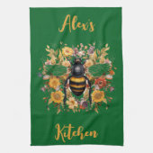 Gepersonaliseerde Bee & Wildflowers - Theedoek (Verticaal)