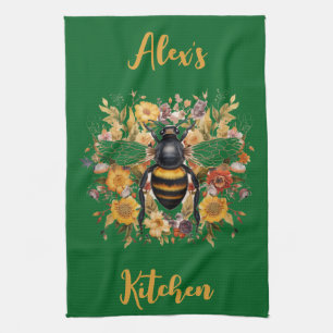 Gepersonaliseerde Bee & Wildflowers - Theedoek