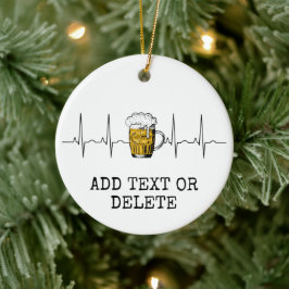 Gepersonaliseerde Beer Heartbeat  Beer Lover Keramisch Ornament
