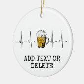 Gepersonaliseerde Beer Heartbeat  Beer Lover Keramisch Ornament (Links)