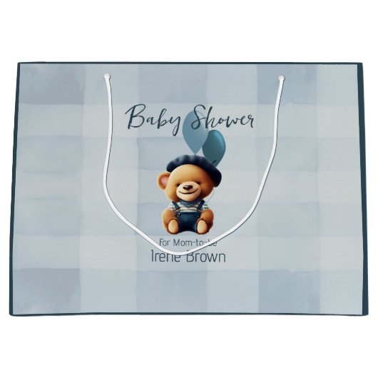 Gepersonaliseerde Beer Jean Baby shower Gift Bag Groot Cadeauzakje (Voorkant)