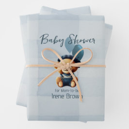 Gepersonaliseerde Beer Jean Baby shower Gift Inpakpapier Vel