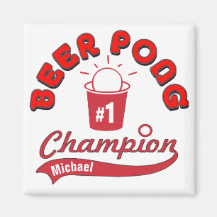 Gepersonaliseerde Beer Pong Champion Award Magneet