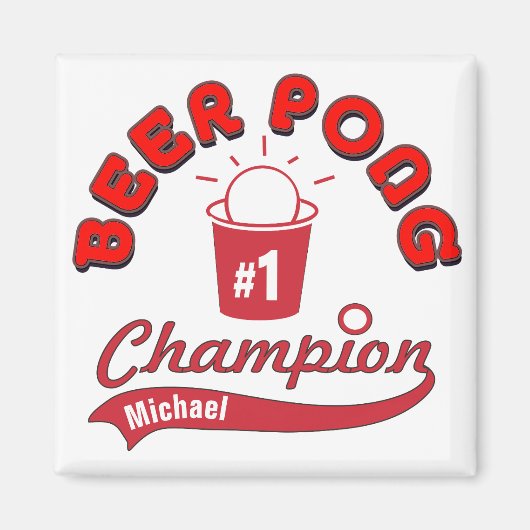 Gepersonaliseerde Beer Pong Champion Award Magneet (Voorkant)
