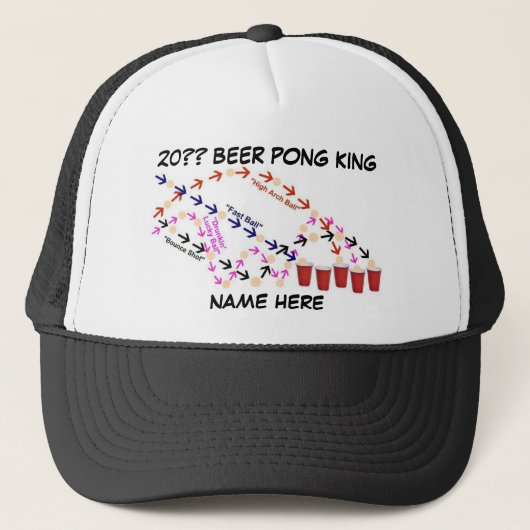 Gepersonaliseerde Beer Pong King Trucker Pet (Voorkant)