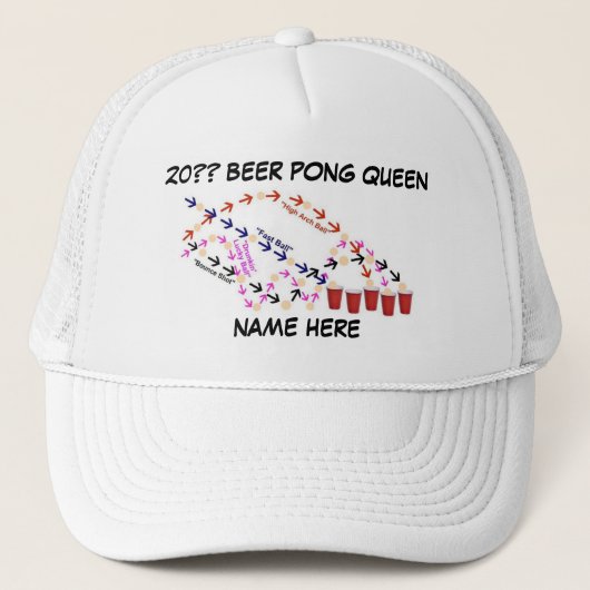 Gepersonaliseerde Beer Pong Queen Trucker Pet (Voorkant)