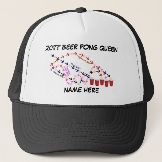 Gepersonaliseerde Beer Pong Queen Trucker Pet (Voorkant)