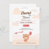 Gepersonaliseerde Beer verjaardagsuitnodiging voor Kaart (Voorkant / Achterkant)